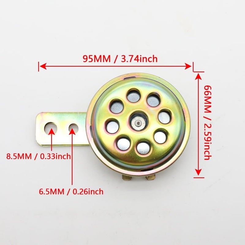 LVEE DL70 Universal Motorcycle Horn Waterproof Round Loud 12V 1.5A 105db small Electric round powersports horns for Motorcycle ATV scooter UTV dirt bike ebike (9 Holes Gold) - Image 4